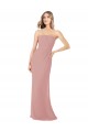 Sem Mangas Sem alças Chiffon Rosa Empoeirado Comprimento Chão Vestidos de Madrinha Mais Barato
