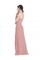 Sem Mangas Amor Chiffon Rosa Empoeirado Comprimento Chão Vestidos de Madrinha Mais Barato