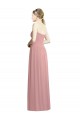 Sem Mangas Sem alças Chiffon Rosa Empoeirado Comprimento Chão Vestidos de Madrinha / Vestidos de Noite Mais Barato