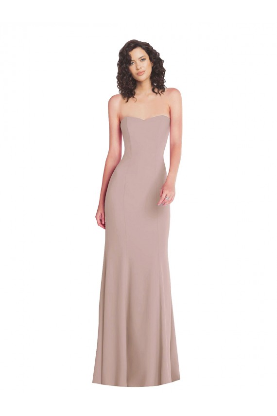 Sem Mangas Sem alças Crepe Esticado Rosa Empoeirado Comprimento Chão Vestidos de Madrinha / Vestidos de Noite / Vestidos de Festa Mais Barato