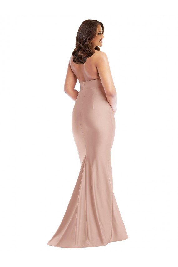 Sem Mangas Cabeçada Cetim Sedoso Rosa Empoeirado Comprimento Chão Vestidos de Madrinha / Vestidos de Noite / Vestidos de Festa Mais Barato