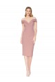 Sem Mangas Decote Alto Crepe Esticado Rosa Empoeirado Comprimento Joelho Vestidos de Madrinha / Vestidos de Noite / Vestidos de Festa Mais Barato