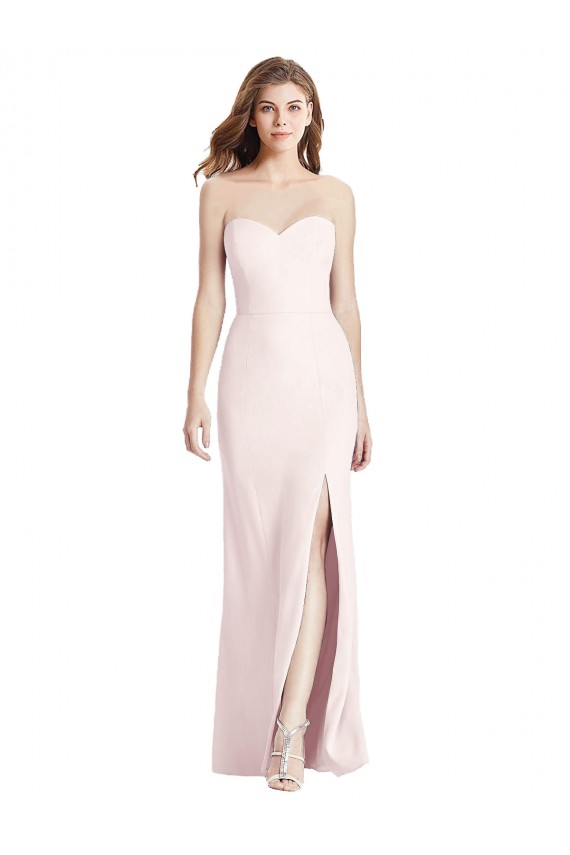 Sem Mangas Sem alças Crepe Esticado Rosa Comprimento Chão Vestidos de Madrinha / Vestidos de Festa Mais Barato