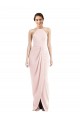 Sem Mangas Cabeçada Crepe Esticado Rosa Comprimento Chão Vestidos de Madrinha / Vestidos de Festa Mais Barato