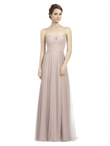 Sem Mangas Amor Tule Rosa Vintage Comprimento Chão Vestidos de Madrinha Mais Barato