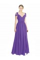 Mangas Curtas Amor Chiffon Roxo Comprimento Chão Vestidos de Madrinha Mais Barato
