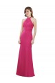 Sem Mangas Decote Alto Chiffon Rubi Comprimento Chão Vestidos de Madrinha Mais Barato