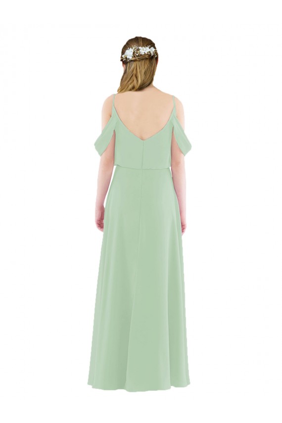 Sem Mangas Fora do Ombro Chiffon Sábio Comprimento Chão Longo Vestidos de Madrinha Mais Barato