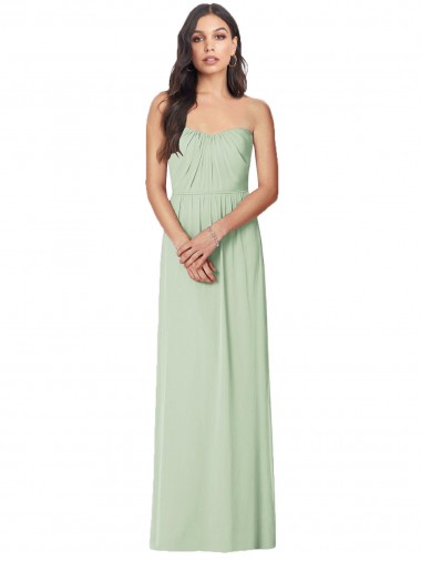 Sem Mangas Sem alças Chiffon Sábio Comprimento Chão Longo Vestidos de Madrinha Mais Barato