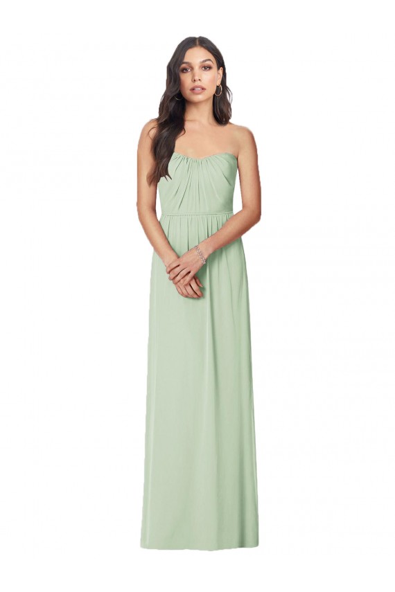 Sem Mangas Sem alças Chiffon Sábio Comprimento Chão Longo Vestidos de Madrinha Mais Barato