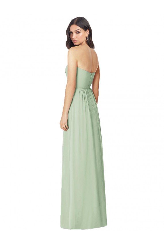 Sem Mangas Sem alças Chiffon Sábio Comprimento Chão Longo Vestidos de Madrinha Mais Barato