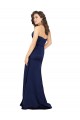 Sem Mangas Sem alças Cetim Sedoso Safira Comprimento Chão Vestidos de Madrinha / Vestidos de Noite / Vestidos de Festa Mais Barato