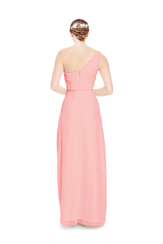 Sem Mangas Amor Chiffon Salmão Comprimento Chão Vestidos de Madrinha Mais Barato