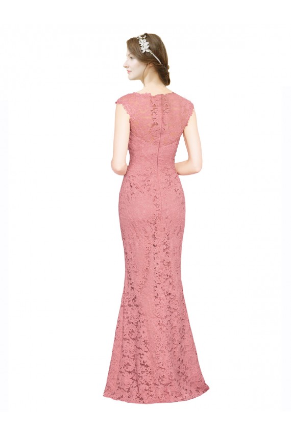 Sem Mangas Sem alças Renda Salmão Comprimento Chão Longo Vestidos de Madrinha / Vestidos de Festa Mais Barato