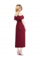 Ombro Frio Decote V Chiffon Salmão Alto Baixo Vestidos de Madrinha Mais Barato