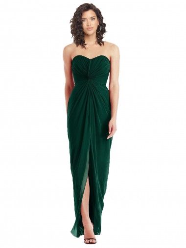 Sem Mangas Sem alças Chiffon Sempre Verde Comprimento Chão Vestidos de Madrinha Mais Barato