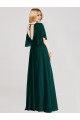Mangas Esvoaçantes Decote redondo Chiffon Sempre Verde Comprimento Chão Vestidos de Madrinha Mais Barato