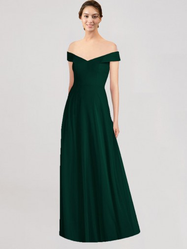 Sem Mangas Decote V Chiffon Sempre Verde Comprimento Chão Longo Vestidos de Madrinha Mais Barato