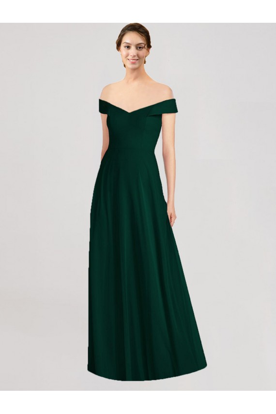 Sem Mangas Decote V Chiffon Sempre Verde Comprimento Chão Longo Vestidos de Madrinha Mais Barato