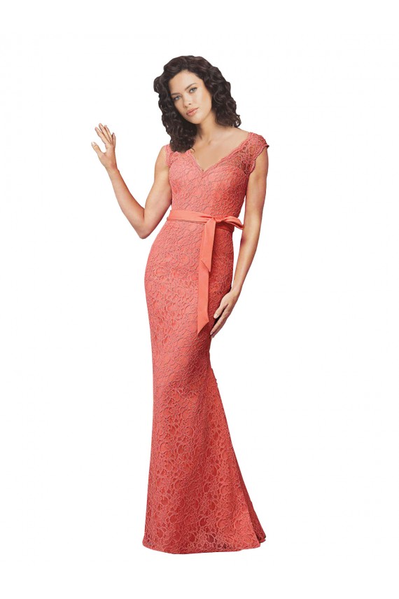 Sem Mangas Decote V Renda Comprimento Chão Vestidos de Madrinha Mais Barato