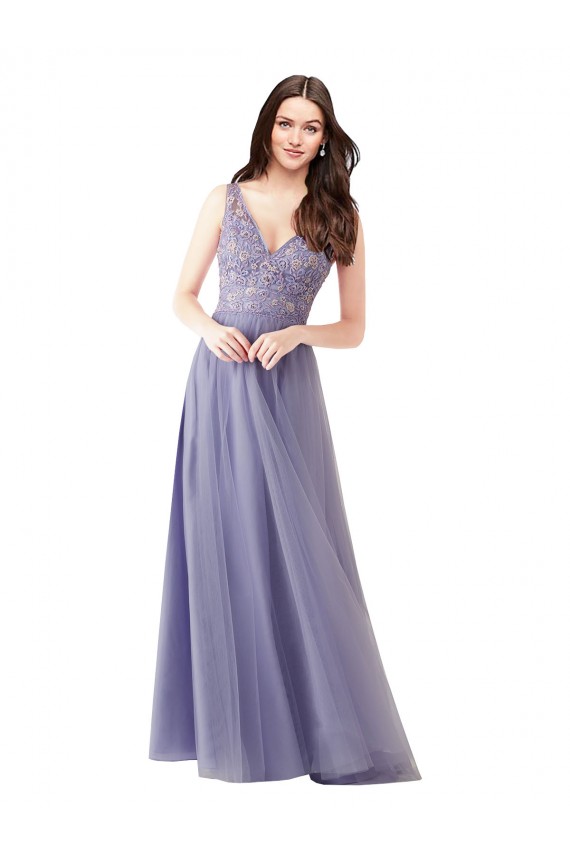 Sem Mangas Amor Tule & Renda Comprimento Chão Vestidos de Madrinha Mais Barato