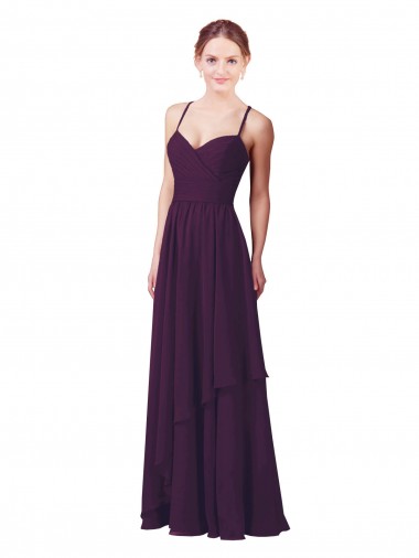 Sem Mangas Amor Chiffon Uva Comprimento Chão Bainha Vestidos de Madrinha Mais Barato