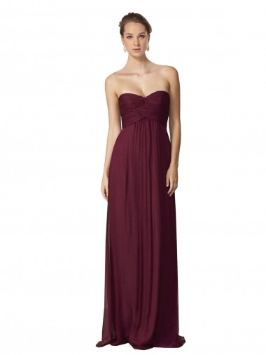 Sem Mangas Amor Chiffon Uva Comprimento Chão Vestidos de Madrinha / Vestidos Formais Mais Barato