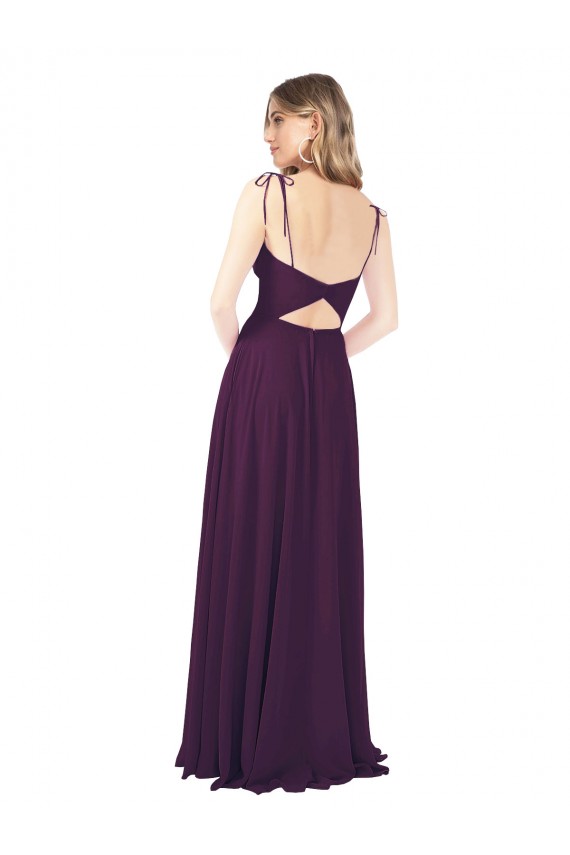 Sem Mangas Sem alças Chiffon Uva Comprimento Chão Linha A Vestidos de Madrinha Mais Barato