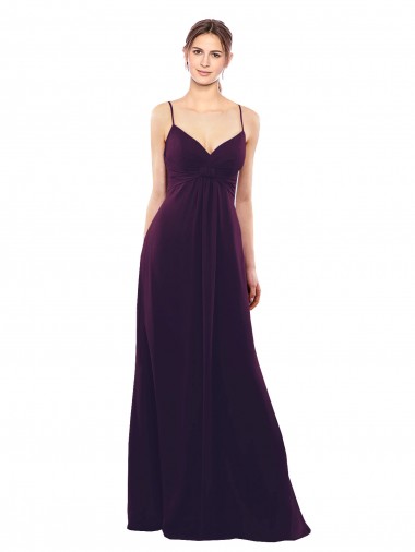 Sem Mangas Amor Chiffon Uva Comprimento Chão Linha A Longo Vestidos de Madrinha Mais Barato