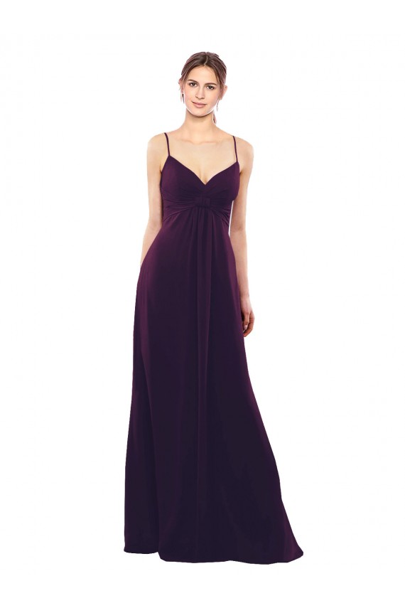 Sem Mangas Amor Chiffon Uva Comprimento Chão Linha A Longo Vestidos de Madrinha Mais Barato