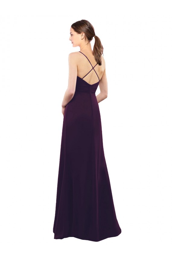Sem Mangas Amor Chiffon Uva Comprimento Chão Linha A Longo Vestidos de Madrinha Mais Barato