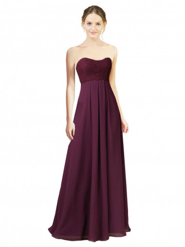 Sem Mangas Amor Chiffon Uva Comprimento Chão Vestido de Madrinha Mais Barato