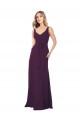 Sem Mangas Decote V Chiffon Uva Comprimento Chão Vestido de Madrinha / Vestido Formais Mais Barato