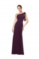 Sem Mangas Um Ombro Chiffon Uva Comprimento Chão Vestidos Formais / Vestidos de Madrinha Mais Barato