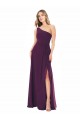 Sem Mangas Um Ombro Chiffon Uva Comprimento Chão Vestido de Madrinha / Vestido de Baile Mais Barato