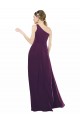 Sem Mangas Um Ombro Chiffon Uva Comprimento Chão Vestido Formais / Vestido de Madrinha Mais Barato
