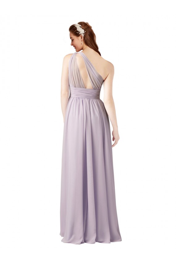 Sem Mangas Um Ombro Chiffon Uva Comprimento Chão Vestidos de Madrinha Mais Barato