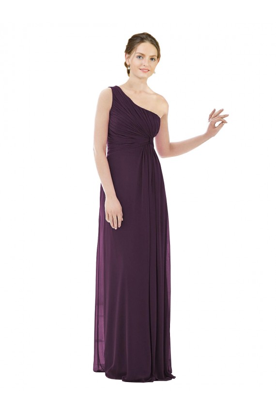 Sem Mangas Um Ombro Chiffon Uva Comprimento Chão Vestidos de Festa Mais Barato