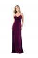 Sem Mangas Decote V Veludo Elástico Uva Comprimento Chão Vestidos de Madrinha / Vestidos de Noite / Vestidos de Festa Mais Barato