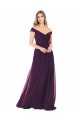 Sem Mangas Fora do Ombro Chiffon Uva Comprimento Chão Vestidos de Madrinha Mais Barato