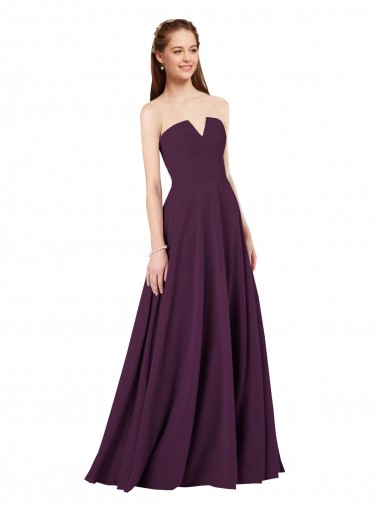 Sem Mangas Sem alças Chiffon Uva Comprimento Chão Longo Vestidos de Madrinha Mais Barato