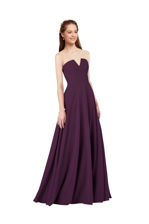Sem Mangas Sem alças Chiffon Uva Comprimento Chão Longo Vestidos de Madrinha Mais Barato