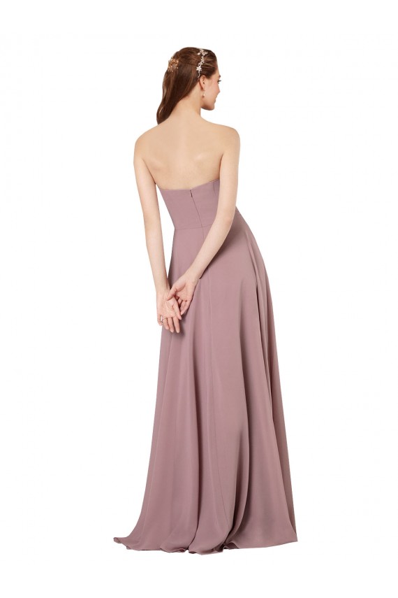 Sem Mangas Sem alças Chiffon Uva Comprimento Chão Longo Vestidos de Madrinha Mais Barato
