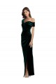 Sem Mangas Amor Veludo Elástico Verde Escuro Alto Baixo Vestidos de Madrinha / Vestidos de Noite / Vestidos de Festa Mais Barato