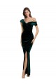 Sem Mangas Amor Veludo Elástico Verde Escuro Alto Baixo Vestidos de Madrinha / Vestidos de Noite / Vestidos de Festa Mais Barato