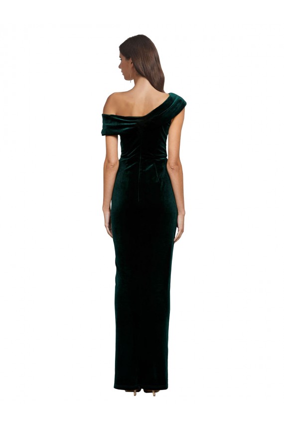 Sem Mangas Amor Veludo Elástico Verde Escuro Alto Baixo Vestidos de Madrinha / Vestidos de Noite / Vestidos de Festa Mais Barato