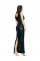 Sem Mangas Decote V Lantejoulas Verde Escuro Comprimento Chão Longo Vestidos de Madrinha / Vestidos de Noite / Vestidos de Festa Mais Barato
