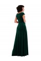Mangas Curtas Decote Capuz Veludo Elástico Verde Escuro Comprimento Chão Vestidos de Madrinha / Vestidos de Festa Mais Barato
