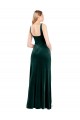 Sem Mangas Decote Quadrado Veludo Elástico Verde Escuro Comprimento Chão Vestidos de Madrinha / Vestidos de Festa Mais Barato