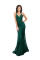 Sem Mangas Decote V Renda Verde Escuro Comprimento Chão Vestidos de Madrinha / Vestidos de Festa Mais Barato
